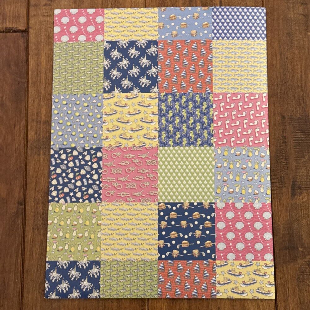 Vineyard Vines Colorful Patchwork Whale School Work FOLDER Notebook Very RARE! - Picture 6 of 7